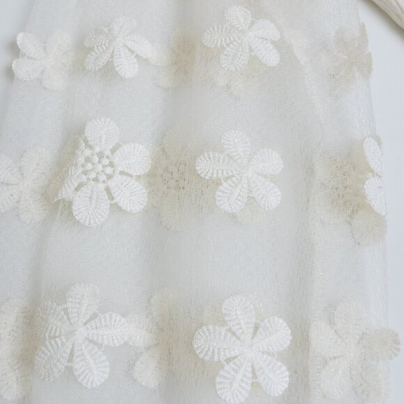 Anthropologie DOLAN Sheer Sleeve Appliqué Sweater Floral Fairy Whimsy Ivory - Picture 10 of 12